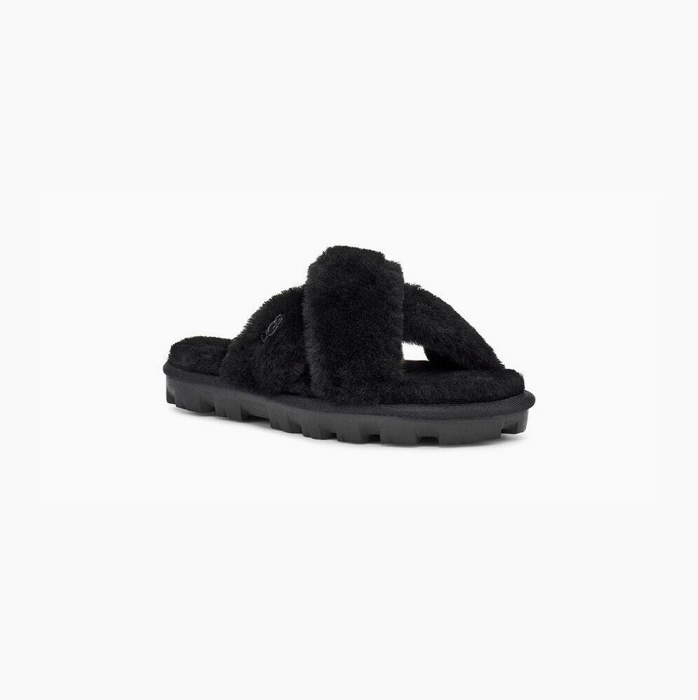UGG Fuzzette Black Slippers for Women (PWKJ40269)